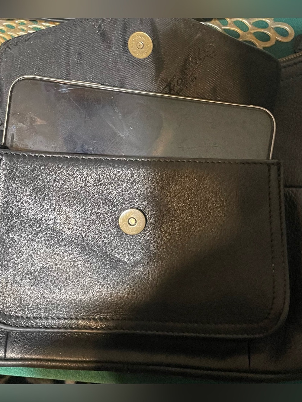Vintage Fossil 75082 Black 100% Genuine Leather Baguette Shoulder Bag Y2K - Picture 14 of 16